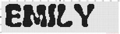 Artecy cross stitch has another new website for the fantastic new craft of pixelhobby we can convert most of our cross stitch patterns over to pixelhobby format, best of all it takes you much less time to complete pixelhobby than cross stitch and there is no counting, or threading needles involved. Name Emily Cross Stitch Pattern Flubber Font Height 30 Free Cross Stitch Patterns Simple Unique Alphabets Baby