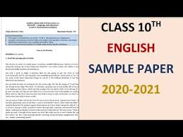 Class 10th English Sample Paper 2021 With Answer Key Cbse Board Youtube