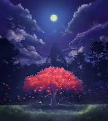 Red Leafed Tree Illustration Cherry Blossom 720p Wallpaper Hdwallpaper Desktop Ilustracion De Agua Ilustracion De Arbol Arte Anime De Fantasia