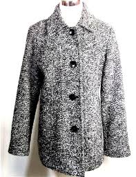Black And White Coat Womens London Fog Women S Peacoat Sz Medium Vintage Wool Black White Tweed Coat Warm Pea Coats Women Tweed Coat Coat