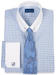 100 Cotton Grid Pattern Club Eyelet Collar French Cuff Dress Shirt From Paul Fredrick Mens Shirt Dress Dress Shirt And Tie French Cuff Dress Shirts
