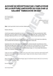 Maybe you would like to learn more about one of these? Accuse De Reception Par L Employeur De La Rupture Anticipee Du Cdd Par Le Salarie Embauche En Cdi Startdoc