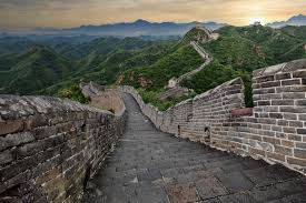 Great Wall winding through mountains