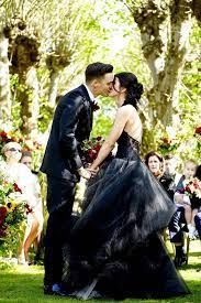 19 Beautiful Brides Who Wore Black On Their Big Day Celebrity Wedding Dresses Black Wedding Dresses Black Wedding