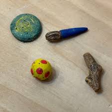 Jo Rowley 'Fetch, A Dog with Her Toys' 4.75"H x 2.75"W x 5.75"L Stoneware  $350 (Sold)