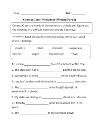 Context Clues Worksheet Writing Part 6 Intermediate Clues Context Intermediate Part Workshee Context Clues Worksheets Context Clues Lesson Context Clues