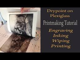 The plate is then soaked in acid which eats into the areas exposed by the drawing to produce an image. Printmaking Tutorial Demonstration Drypoint From Plexiglass Design Inking And Wiping Youtube