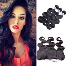 Brazilian Body Wave Human Hair Wefts with 13x4 Lace Frontal, Ear to Ear,  Full Head, Natural Color