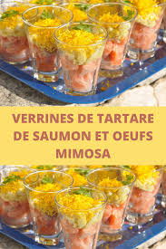 Verrines De Tartare De Saumon Et Oeufs Mimosa En 2020 Verrine De Tartare De Saumon Oeuf Mimosa Tartare De Saumon