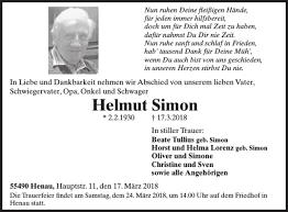 Traueranzeigen von Helmut Simon