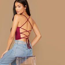 493 résultats pour blouse bouton dos. Top Dos Nu En Satin Avec Brides Croisees From Shein On 21 Buttons