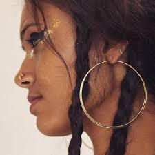 ZINGARA Golden Hoops, Huge Hoops, Brass Round Hoops, Handmade Jewelry, Boho  Style, Primitive, Gift, Minimal Jewelry, Gypsy Earrings, Boho