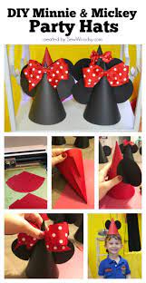 Diy Minnie And Mickey Mouse Party Hats Mickey Mouse Birthday Decorations Mickey Mouse Themed Birthday Party Mickey Mouse Parties
