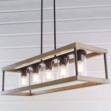 Indoor Outdoor Rectangular Rustic Chandelier In 2021 Rustic Light Fixtures Kitchen Lighting Over Table Rectangular Chandelier