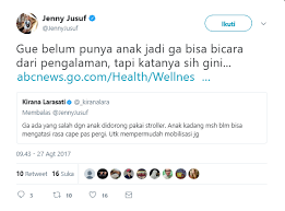Kirana larasati pun tak membatasi sang anak main gadget di rumah, selama masih dalam batas wajar. Gara Gara Stroller Kirana Larasati Terlibat Twitwar Merahputih