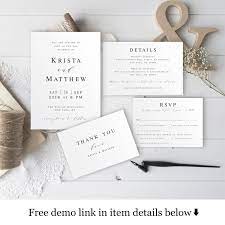 Wedding Invite Set Template 100 Editable Templett Instant Etsy Wedding Invitation Sets Wedding Invitations Editable Cards