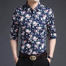 New Arrival Autumn Mens Flowers Dress Shirt 100 Cotton Male Shirt Long Sleeve Floral Prin Mens Floral Dress Shirts Flower Dress Shirt Floral Long Sleeve Shirt