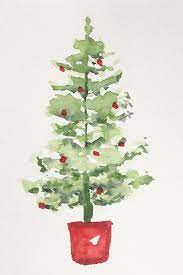 The simplicity of watercolor trees makes for an elegant christmas card. Easy Watercolor Christmas Ideas Novocom Top