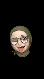 Hijab Emoji Animasi Desain Karakter Seni Islamis Lukisan Wajah