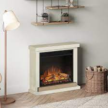 Caminetto Elettrico Con Cornice In Legno Nei Colori Avorio Antico Nero Intenso E Bianco Puro 75xh69 Cm Idee Per Decorare La Casa Camino Elettrico Caminetto