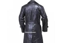 WW2 German Gestapo leather trench coat BLACK