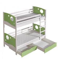 Hier seht ihr wie das bett nach dem aufbau aussehen wird. Kinderbett Etagenbett Milo 27 Inkl 2 Schubladen Farbe Weiss Grun Teilmassiv Liegeflache 80 X 190 Cm