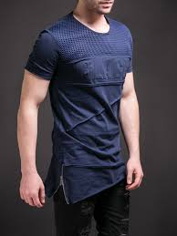 E1 Men Asymmetrical Side Zippers Black Net T Shirt Navy Blue Urban Fashion Edgy Mens Fashion Edgy Urban Fashion Girls