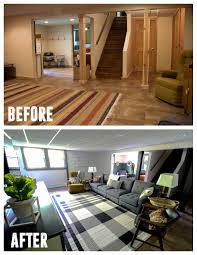 Before and after.lower basement floor near boston. Modern Basement Makeover Reveal Bright Green Door