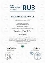 Zum abschluss ihres bachelorstudiums erhalten sie ein bachelorzeugnis und eine beglaubigte kopie davon. Bachelor Urkunde Online Kaufen Ruhr Universitat Bochum Berufszertifikate Diplome