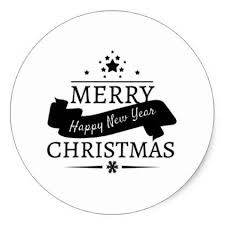 Black White Merry Christmas And A Happy New Year Classic Round Sticker Zazzle Com Christmas Stickers Happy New Year Design Christmas Drawing