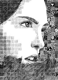 Grid Pattern Portrait By Randomwaffle123 On Deviantart Cross Hatching Pattern And Tone Portrait Art Art Drawings Elements Of Art