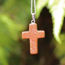 Cross Pendant Cross Necklace Goldstone Stone Cross Etsy Cross Pendant Stones And Crystals Chakra Jewelry