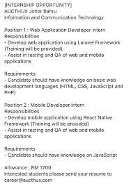 ˈdʒohor ˈbahru) is the capital of the state of johor, malaysia. Internship Aucthux Utp Career Development Office Facebook