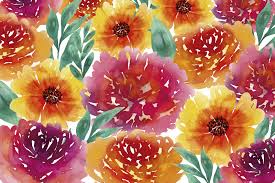 Colorful flowers blossom stock photo. Vintage Vinyl Rug Full Color Flowers Tenstickers