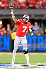Dwayne Haskin Jr 7 Of The Ohio State Buckeyes Throws A Pass Down Ohio State Ohio State Buckeyes Buckeyes