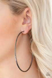 shimmer maker black paparazzi earrings large gunmetal hoops 5dollarjewelry paparazziaccessories black earrings oversized earrings paparazzi accessories