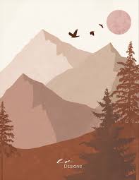 Boho Mountains Digital Illustration Art Art Wallpaper Minimalist Art