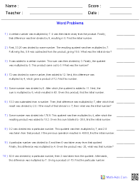 Word Problems Worksheets Dynamically Created Word Problems