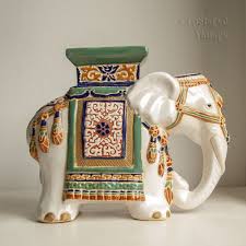 Vintage White Ceramic Garden Indian Elephant Plant Stand Side Table Free Uk P P