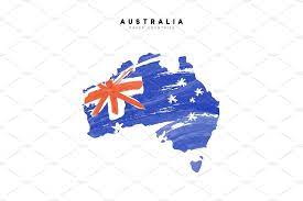 Map With Flag Of Australia Travel Posters Art Deco Australia Flag Flag