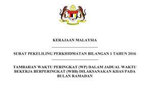 Hari rehat mingguannya ialah hari jumaat. Jadual Waktu Bekerja Penjawat Awam Pada Bulan Ramadan Pekeliling Cikgu Share