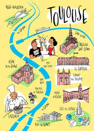 Philippe Doro Plan Illustre De La Ville De Toulouse Dessin Pour Atout France Vakantie