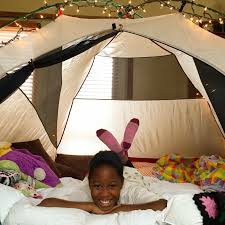 Birthday Party Ideas For 9 Year Old Daughter At Home A House Full Of Insanity Glamping Birthday Party Indoor Camping Party Camping Birthday Party
