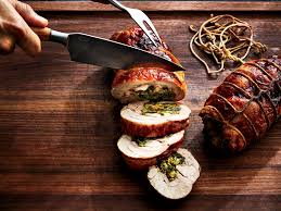 Spread the turkey bones in a roasting pan, drizzle with the canola oil, and toss to coat with the oil. Turkey Leg Roulade Recipe Mary Frances Heck Food Wine