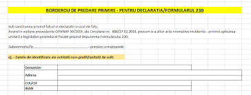 1/2016 pentru aprobarea normelor metodologice de aplicare a legii nr. Borderou De Predare Primire Model Orientativ 2019 Pentru Depunerea Mai Multor DeclaraÈ›ii Formulare 230 La Mfp Cabinetexpert Ro Blog Contabilitate
