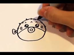 How To Draw A Cartoon Puffer Fish Fish Drawings Cartoon Drawings Cartoon Fish