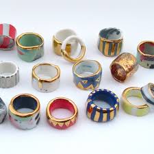 Look At My Rings Ceramic Beauties From Ruby Pilven Ceramic Jewelry Clay Jewelry Polymer Clay Jewelry