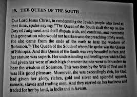 The Queen Of The South The Queen Of Ethiopia Queen Makeda Page 19 From The Book Kebra Nagast The Glo Queen Of The South Black History Books History Books
