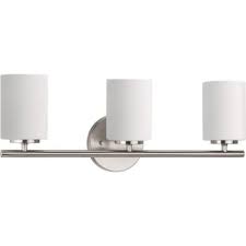 Progress Replay Three Light Polished Nickel Bath Light With Etched White Glass Hd Supply