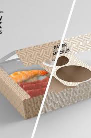 Paper Window Sushi Box Small Mockup Sushi Free Packaging Mockup Paper Packaging